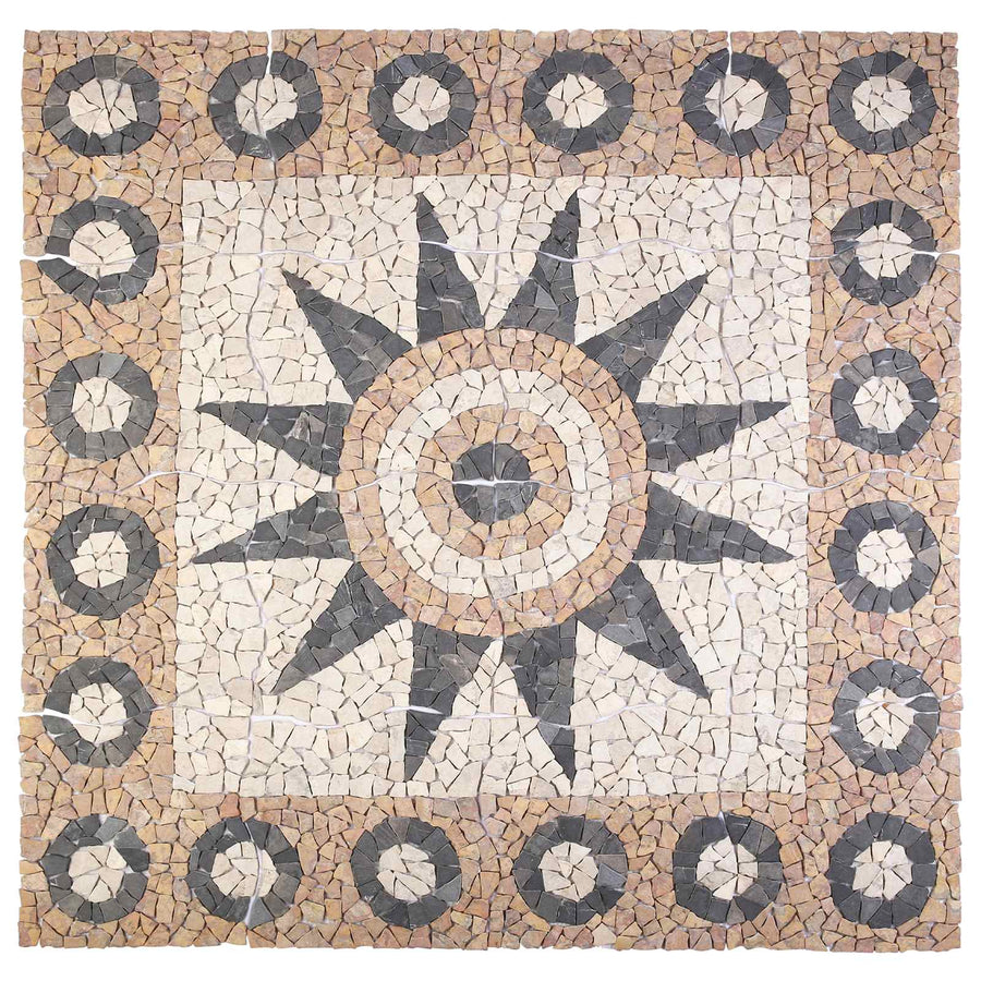 Mosaic Tiles Bloem Patroon Meerkleurig 120 x 120 cm Marmer