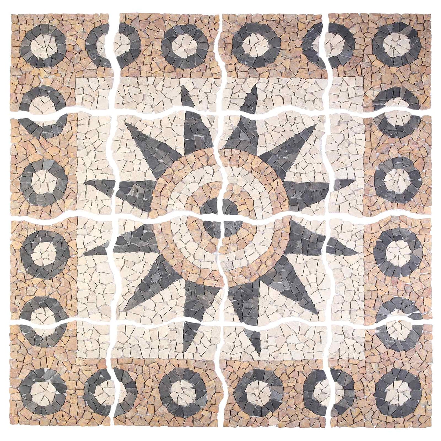 Mosaic Tiles Bloem Patroon Meerkleurig 120 x 120 cm Marmer