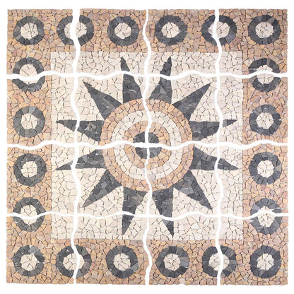 Mosaic Tiles Bloem Patroon Meerkleurig 120 x 120 cm Marmer