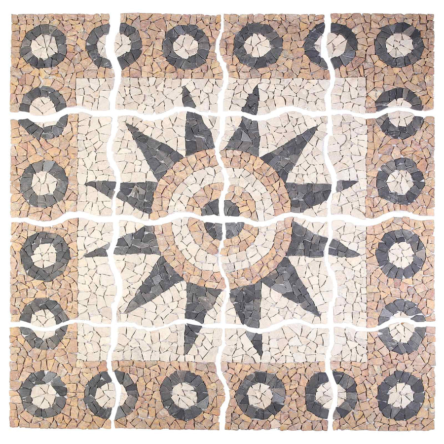 Mosaic Tiles Bloem Patroon Meerkleurig 120 x 120 cm Marmer