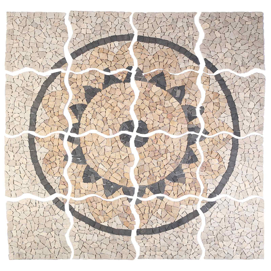 Mosaic Tiles Zonnebloem Patroon Meerkleurig 120 x 120 cm Marmer