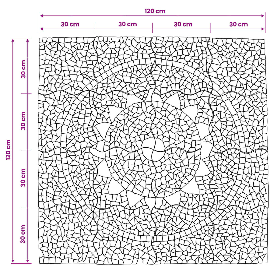 Mosaic Tiles Zonnebloem Patroon Meerkleurig 120 x 120 cm Marmer