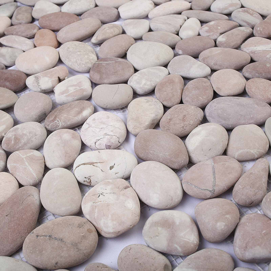 Kiezeltegels Beige en Lichtroze 30 x 30 cm Rivierenkiezel