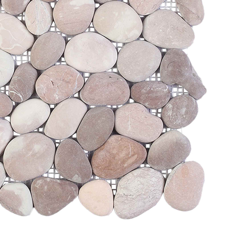 Kiezeltegels Beige en Lichtroze 30 x 30 cm Rivierenkiezel