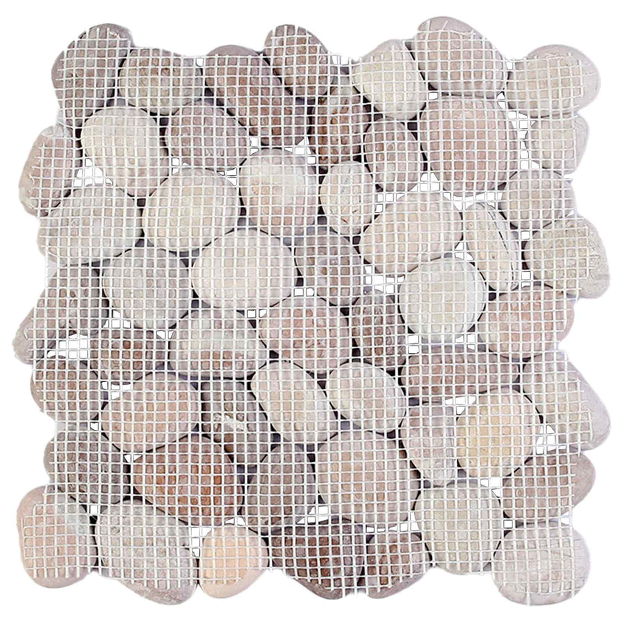 Kiezeltegels Beige en Lichtroze 30 x 30 cm Rivierenkiezel