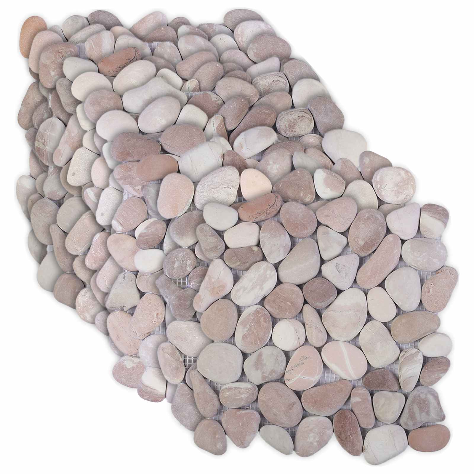 Kiezeltegels Beige en Lichtroze 30 x 30 cm Rivierenkiezel