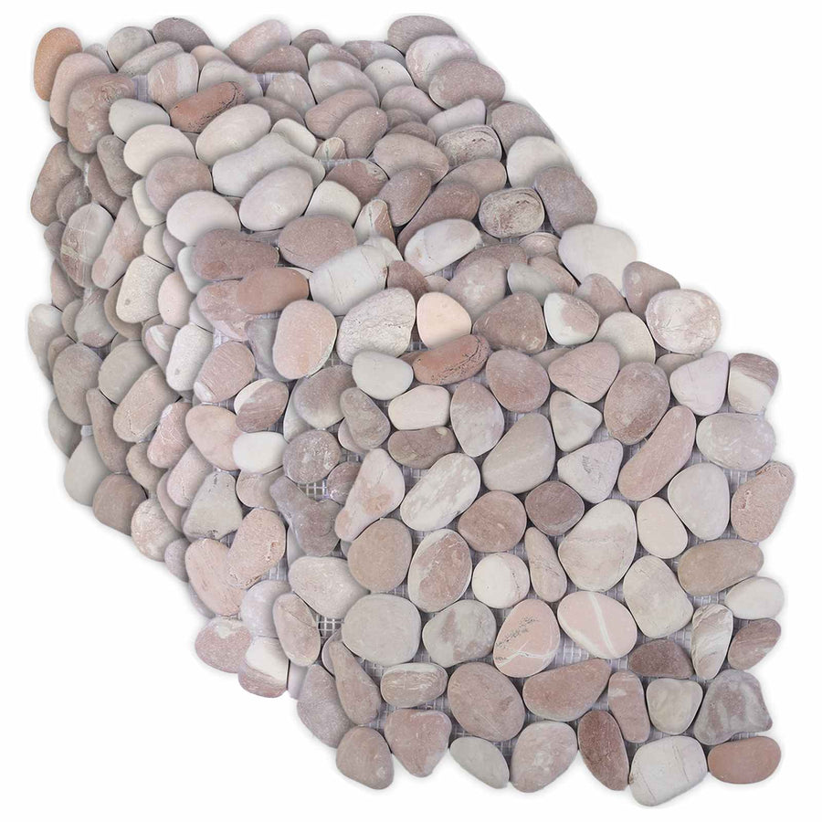 Kiezeltegels Beige en Lichtroze 30 x 30 cm Rivierenkiezel
