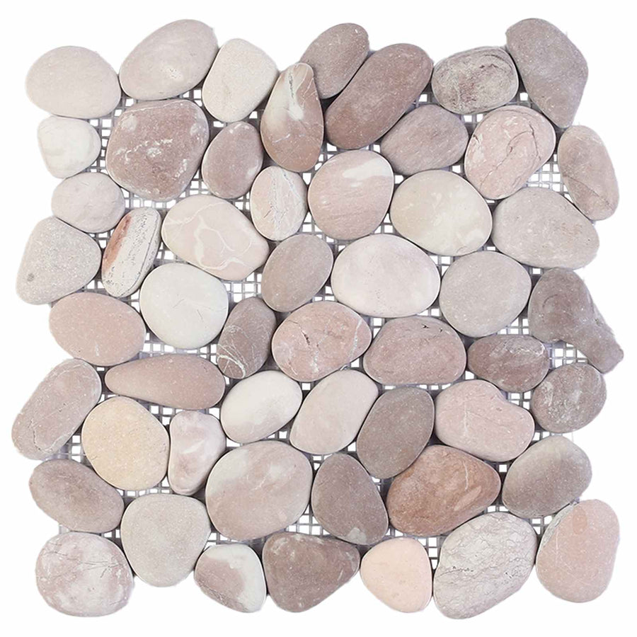 Kiezeltegels Beige en Lichtroze 30 x 30 cm Rivierenkiezel