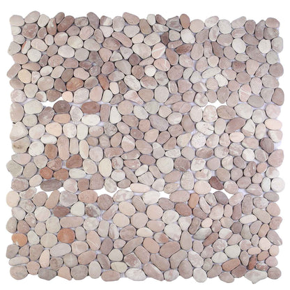 Kiezeltegels Beige en Lichtroze 30 x 30 cm Rivierenkiezel