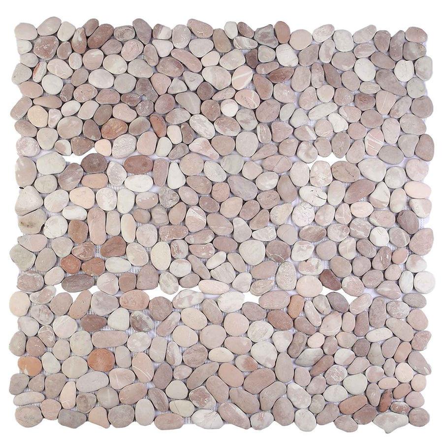 Kiezeltegels Beige en Lichtroze 30 x 30 cm Rivierenkiezel