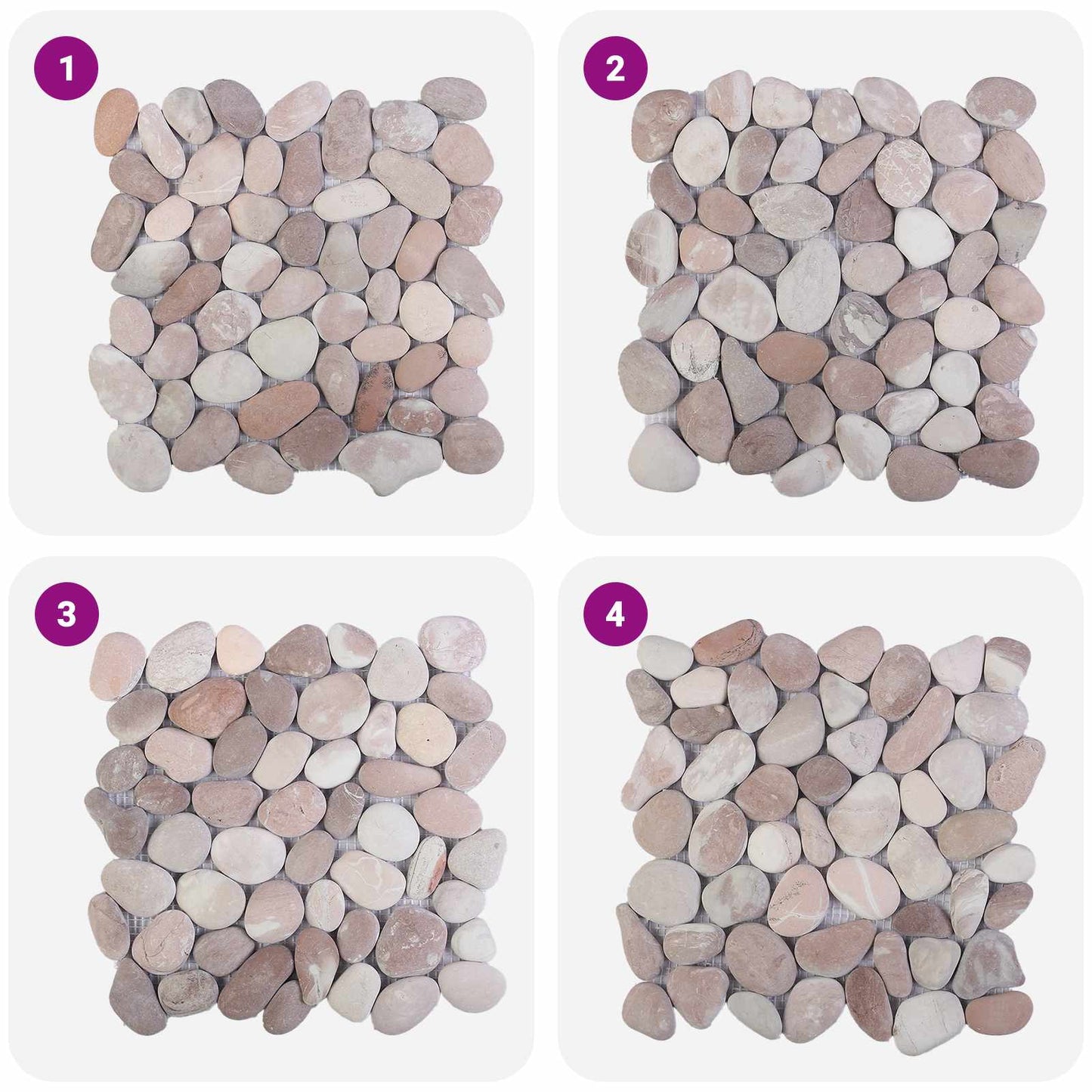Kiezeltegels Beige en Lichtroze 30 x 30 cm Rivierenkiezel