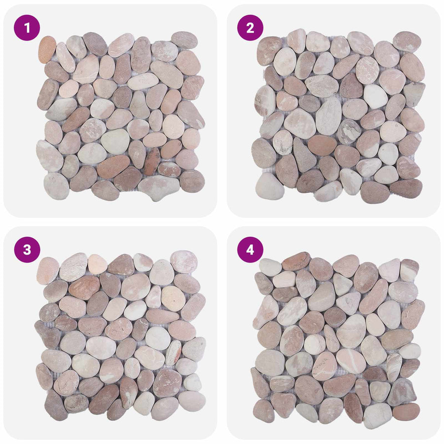Kiezeltegels Beige en Lichtroze 30 x 30 cm Rivierenkiezel
