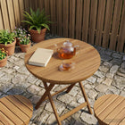 Tafelblad 40x3.5 cm rond massief teakhout naturel