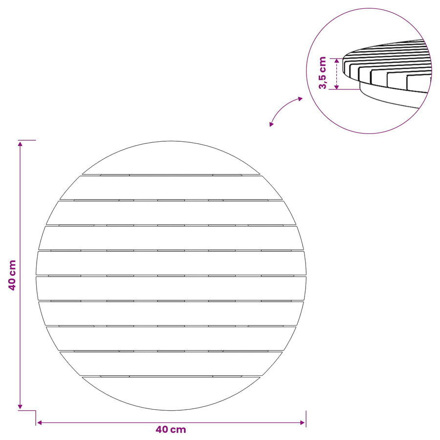 Tafelblad Ø 40 x 3,5 Rond Massief Teakhout Naturel