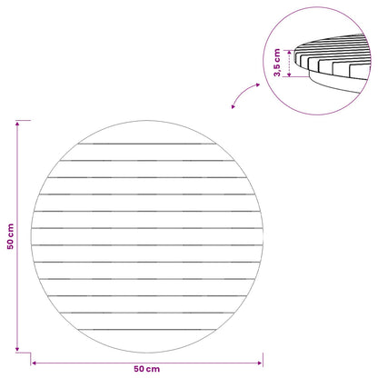 Tafelblad Ø 50 x 3,5 Rond Massief Teakhout Naturel