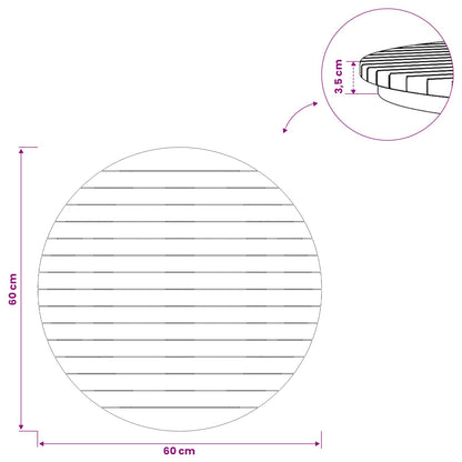 Tafelblad Ø 60 x 3,5 Rond Massief Teakhout Naturel