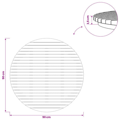 Tafelblad Ø 90 x 3,5 Rond Massief Teakhout Naturel