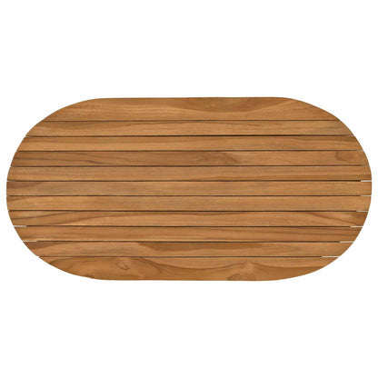 Tafelblad 80 x 40 x 3,5 cm Ovaal Massief Teakhout Naturel