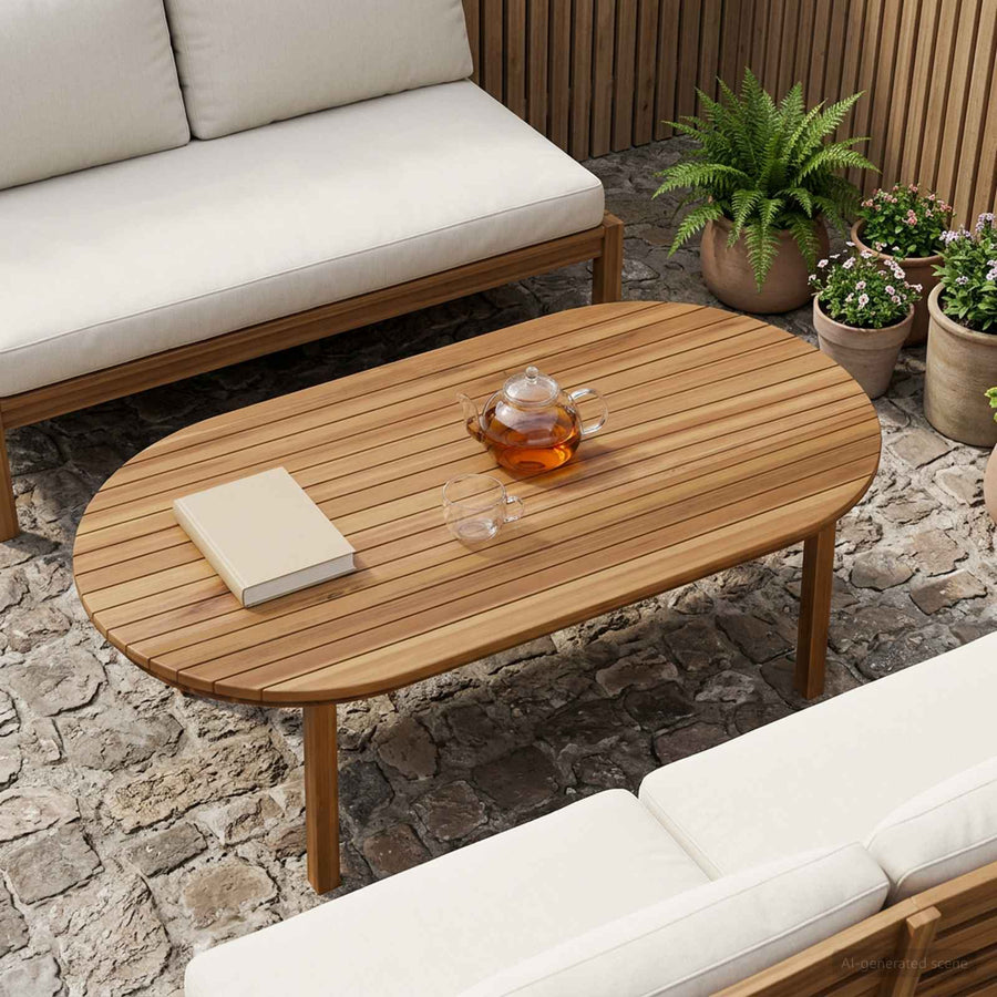 Tafelblad 110 x 55 x 3,5 cm Ovaal Massief Teakhout Naturel
