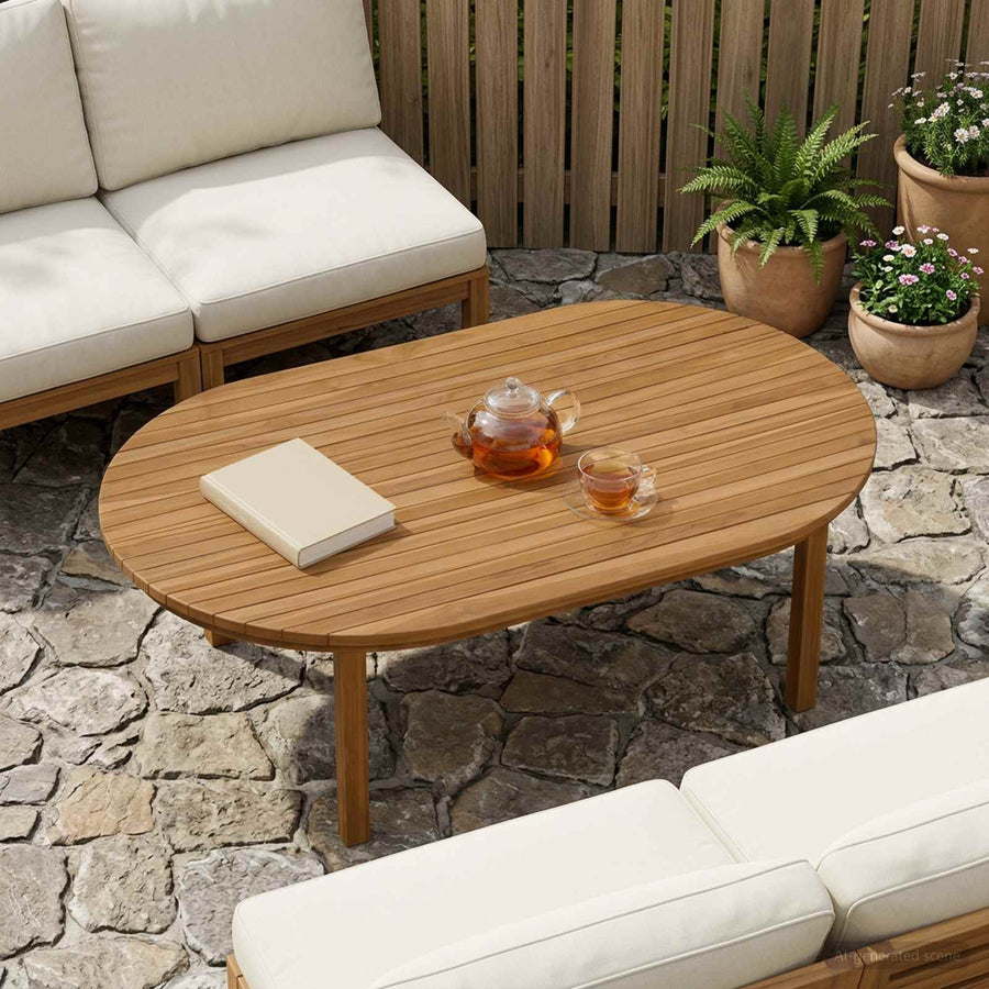 Tafelblad 120 x 70 x 3,5 cm Ovaal Massief Teakhout Naturel