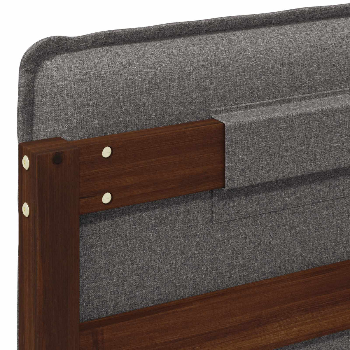 Bedframe met gestoffeerd hoofdbord Donkerbruin en lichtgrijs