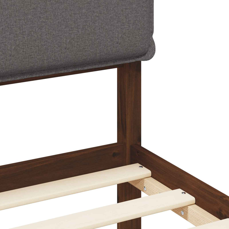 Bedframe met gestoffeerd hoofdbord Donkerbruin en lichtgrijs