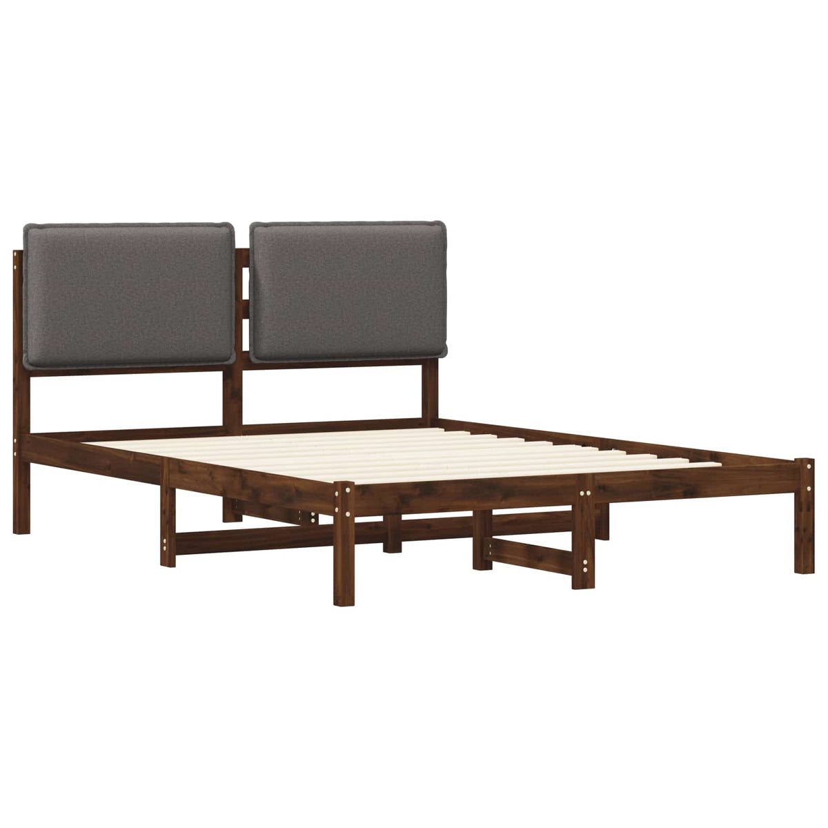 Bedframe met gestoffeerd hoofdbord Donkerbruin en lichtgrijs