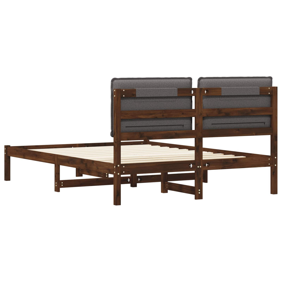 Bedframe met gestoffeerd hoofdbord Donkerbruin en lichtgrijs
