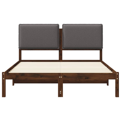 Bedframe met gestoffeerd hoofdbord Donkerbruin en lichtgrijs