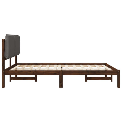 Bedframe met gestoffeerd hoofdbord Donkerbruin en lichtgrijs
