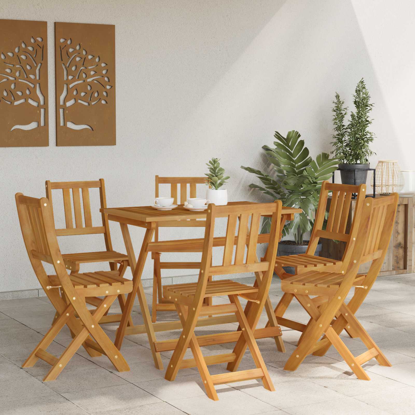 Bistrostoelen voor buiten 6 pcs Naturel Massief Acaciahout