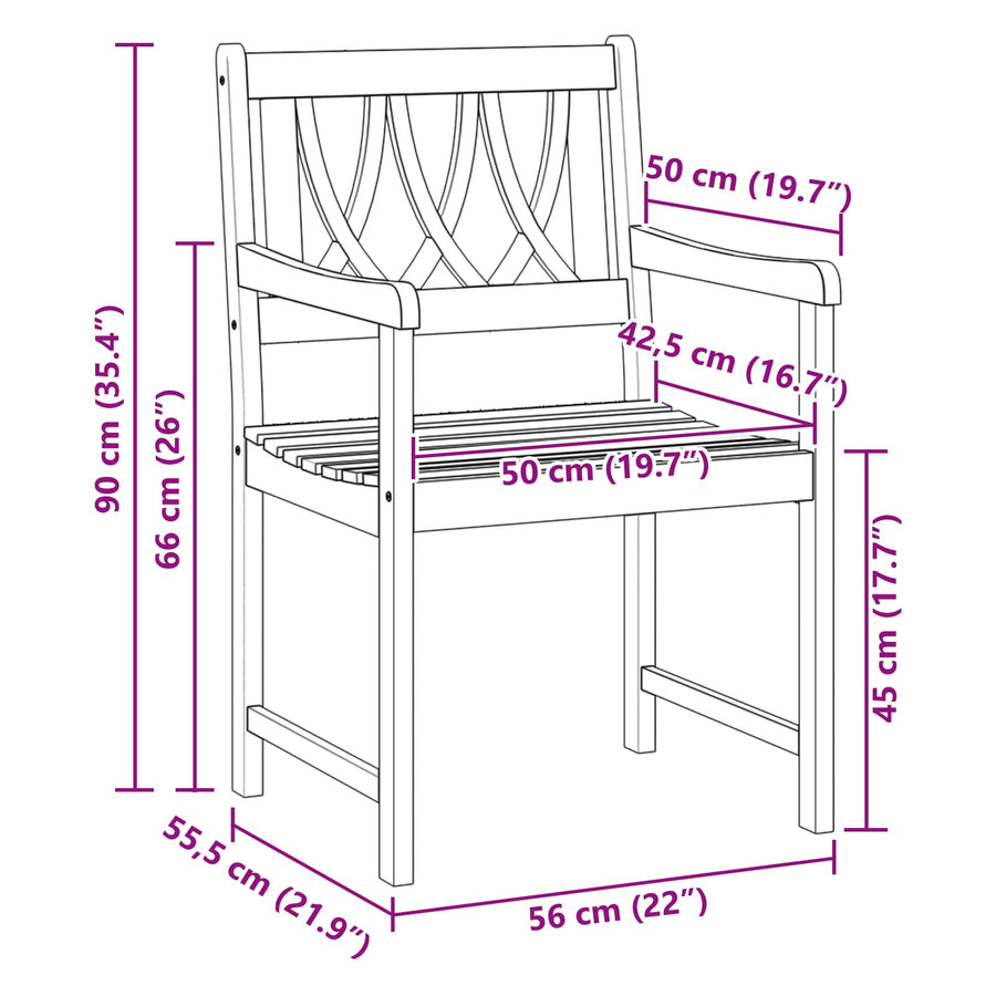 Tuinbank 4 pcs Naturel 56 x 55,5 x 90 cm Massief Acaciahout