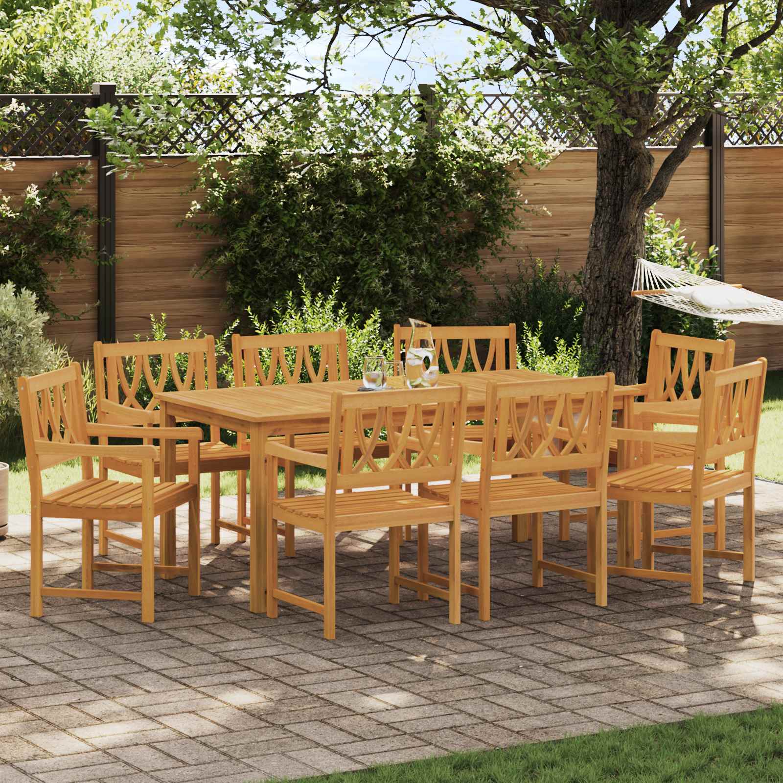 Tuinbank 8 pcs Naturel 56 x 55,5 x 90 cm Massief Acaciahout