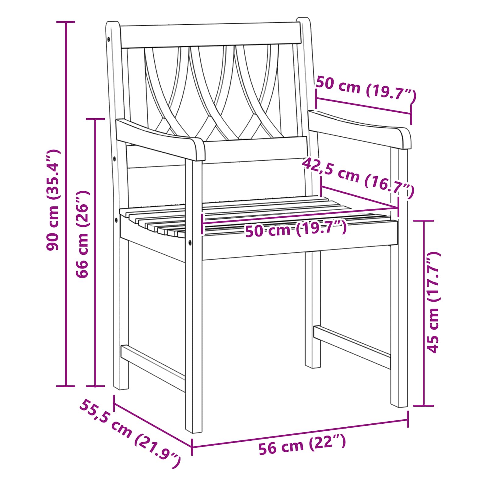 Tuinbank 8 pcs Naturel 56 x 55,5 x 90 cm Massief Acaciahout