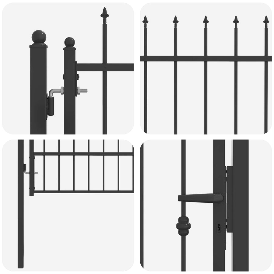 Hekpoort met slot Asten Zwart 150 x 88 cm Staal