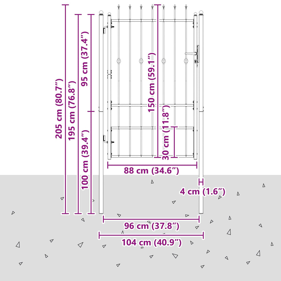 Hekpoort met slot Asten Zwart 150 x 88 cm Staal