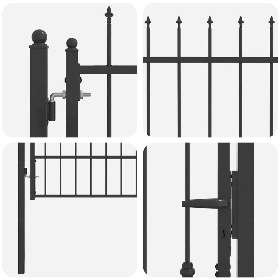 Hekpoort met slot Asten Zwart 175 x 88 cm Staal