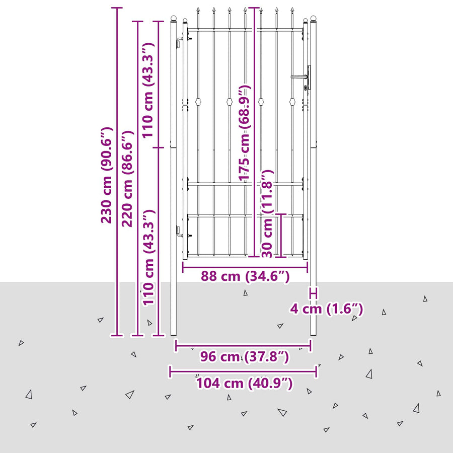 Hekpoort met slot Asten Zwart 175 x 88 cm Staal