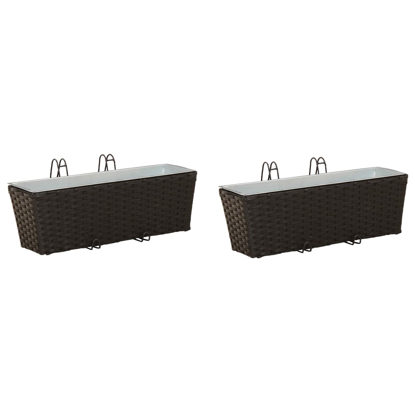 Reling 2 pcs Zwart 50 x 17 x 17 cm Metaal
