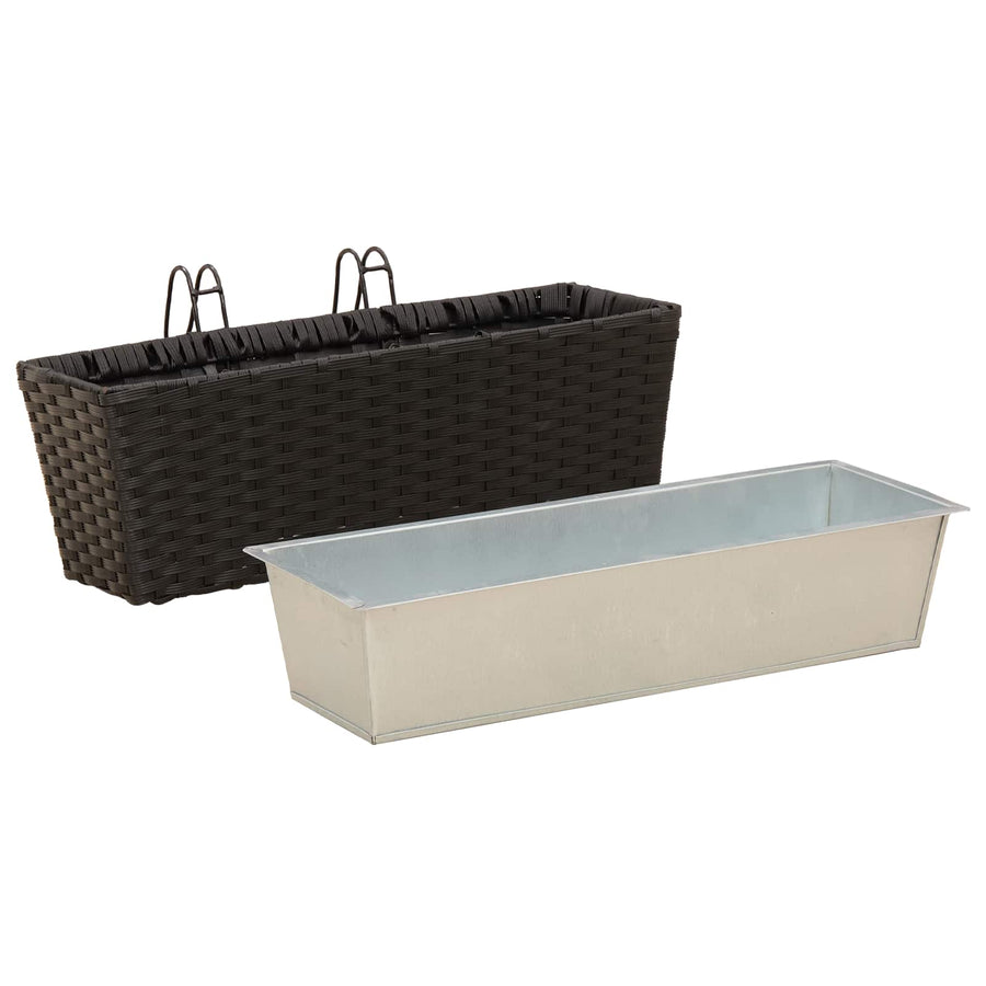Reling 2 pcs Zwart 50 x 17 x 17 cm Metaal