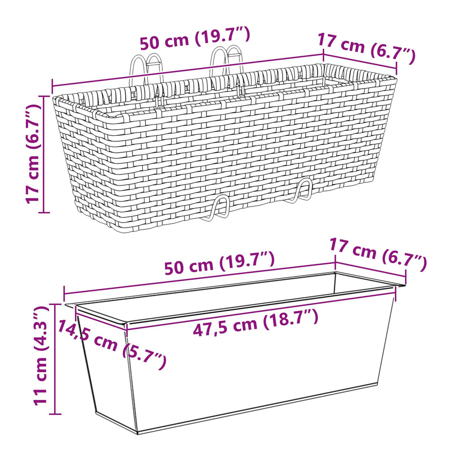 Reling Metaal Bruin 50 cm