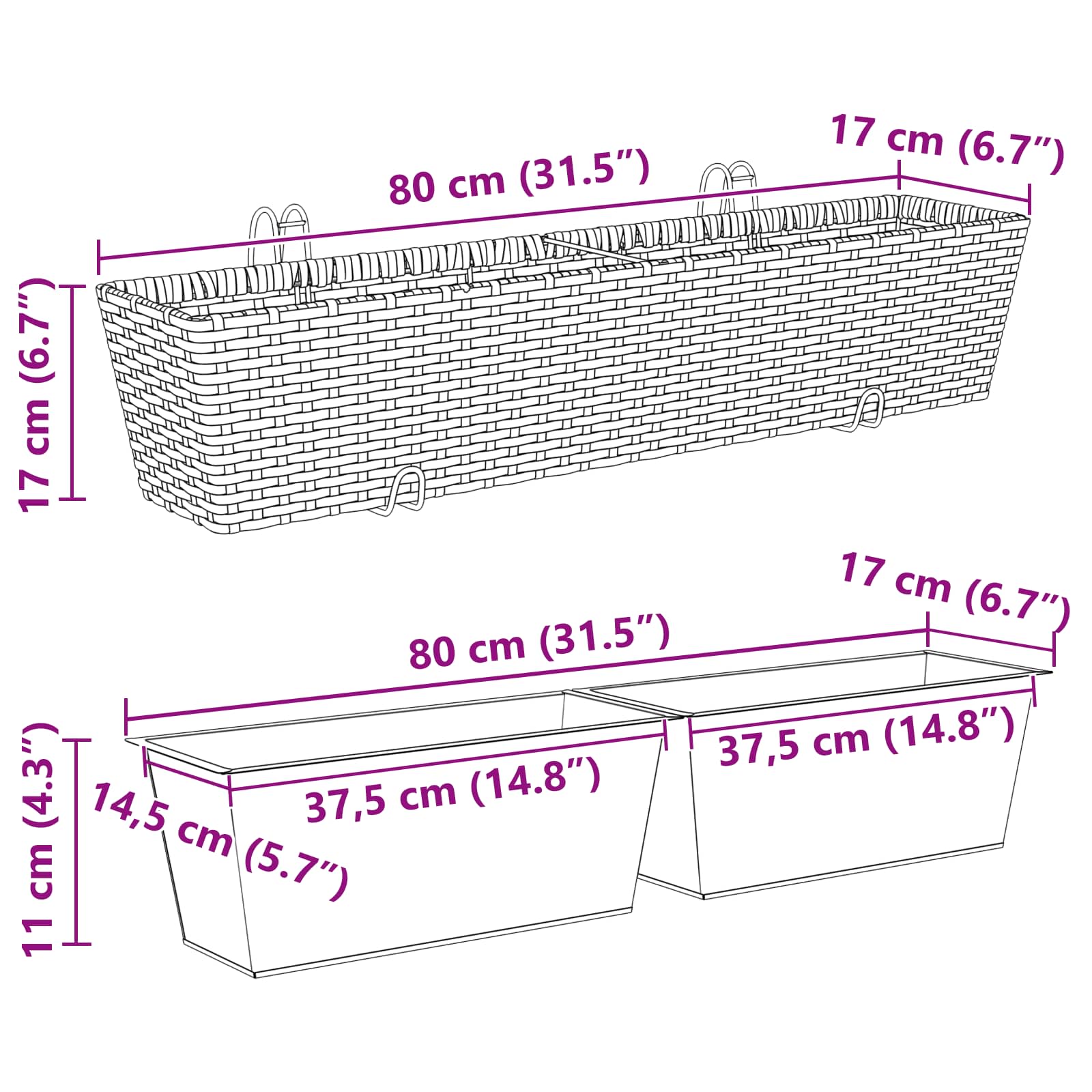 Reling Metaal Bruin 80 cm