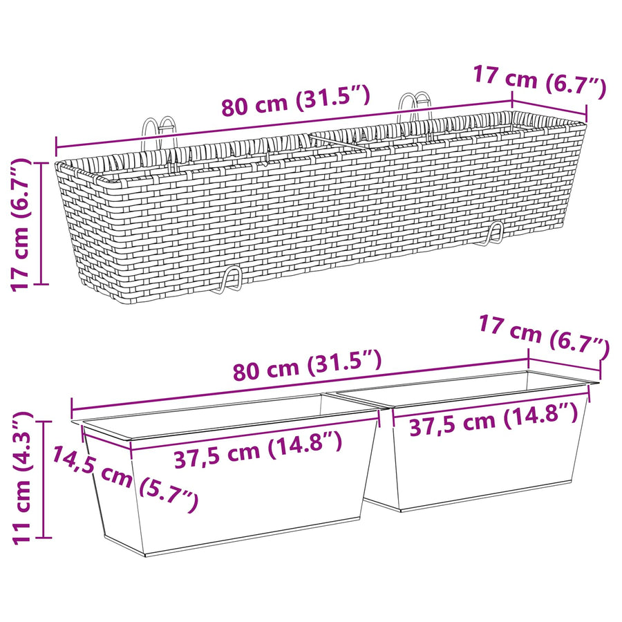 Reling Metaal Bruin 80 cm