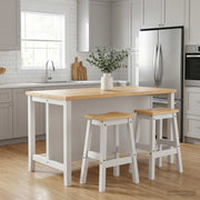 Barkruk 2 st wit honing 44x30x63 cm massief hout