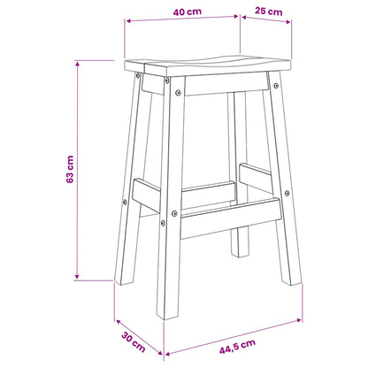 Barkruk 2 st Wit en Honing Was 44 x 30 x 63 cm