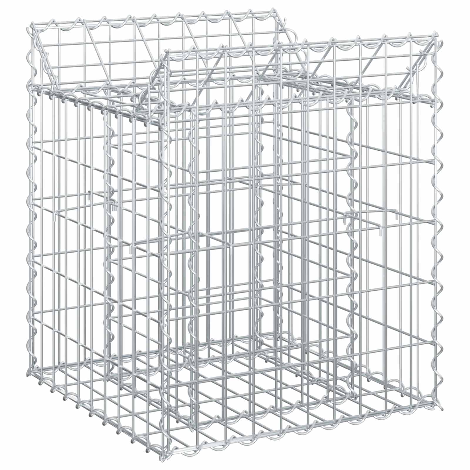 Gabion Verhoogd Bed Zilver 50 x 50 x 60 cm Gegalvaniseerd staal