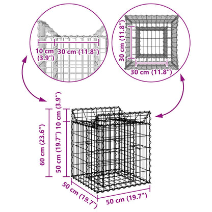 Gabion Verhoogd Bed Zilver 50 x 50 x 60 cm Gegalvaniseerd staal