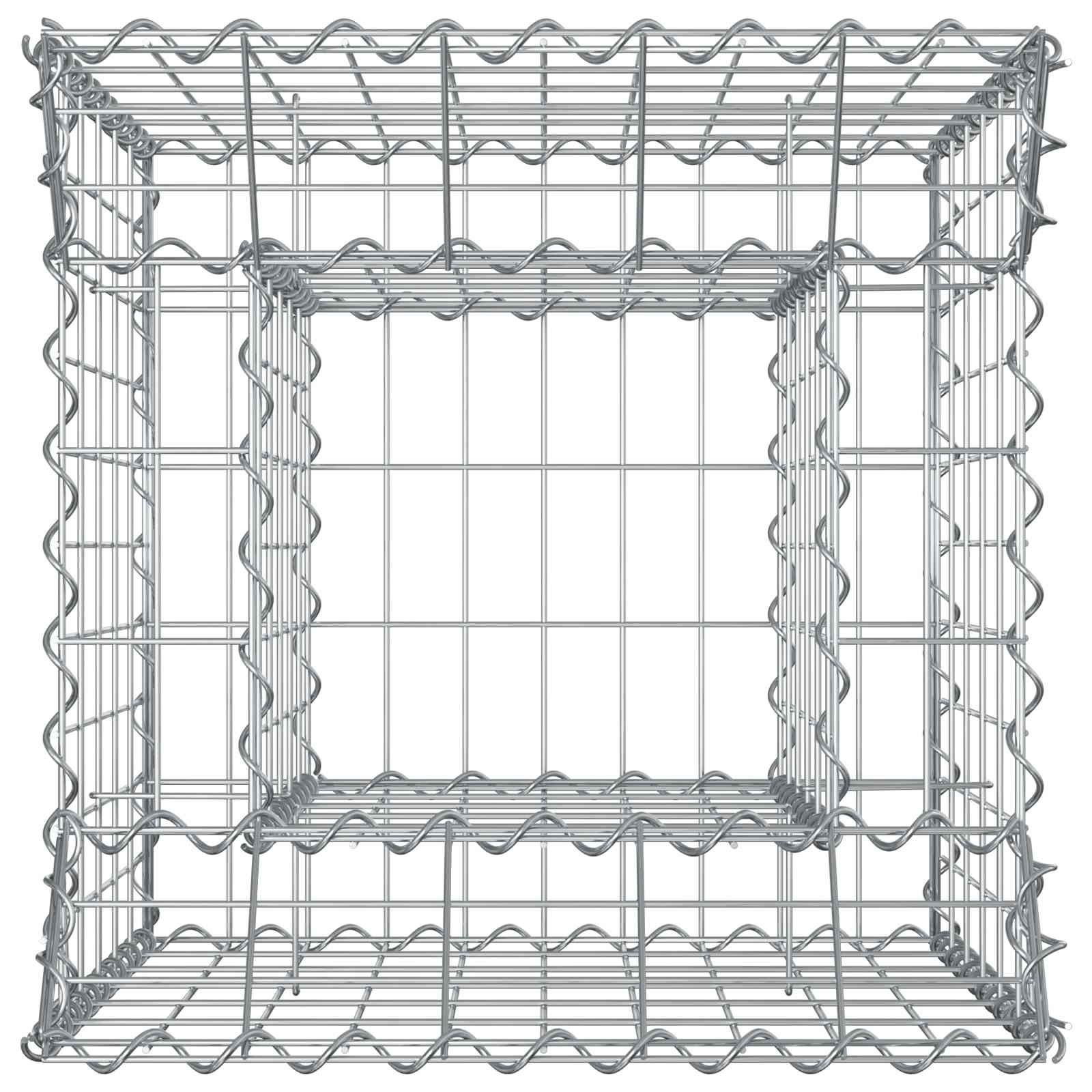 Gabion Verhoogd Bed Zilver 50 x 50 x 60 cm Gegalvaniseerd staal