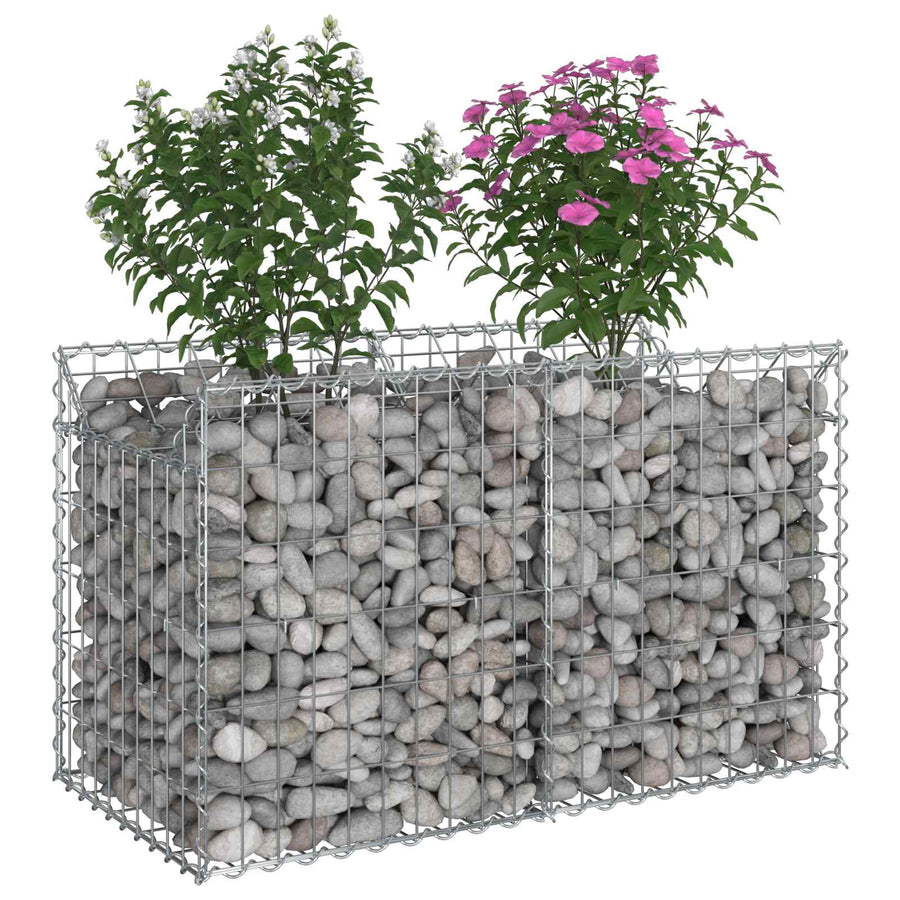 Gabion Verhoogd Bed Zilver 100 x 50 x 60 cm