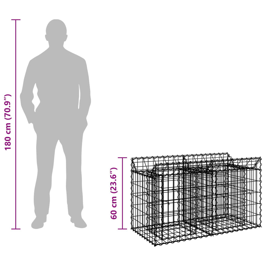 Gabion Verhoogd Bed Zilver 100 x 50 x 60 cm
